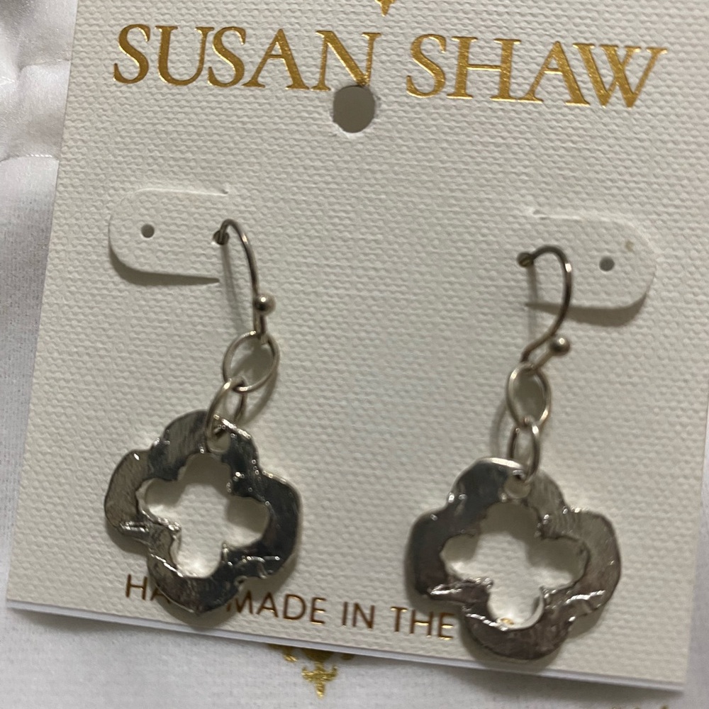 Silver Floral Dangle Earrings